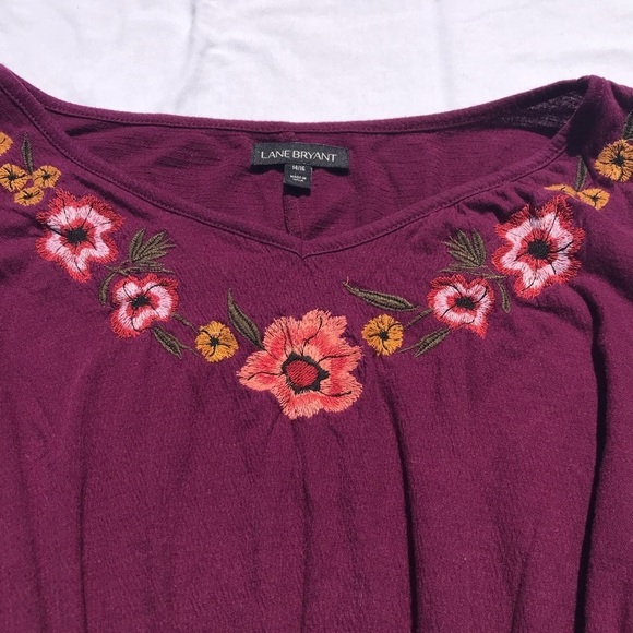 Lane Bryant Floral Embroidered Blouse Purple 14/16 - Picture 4 of 10